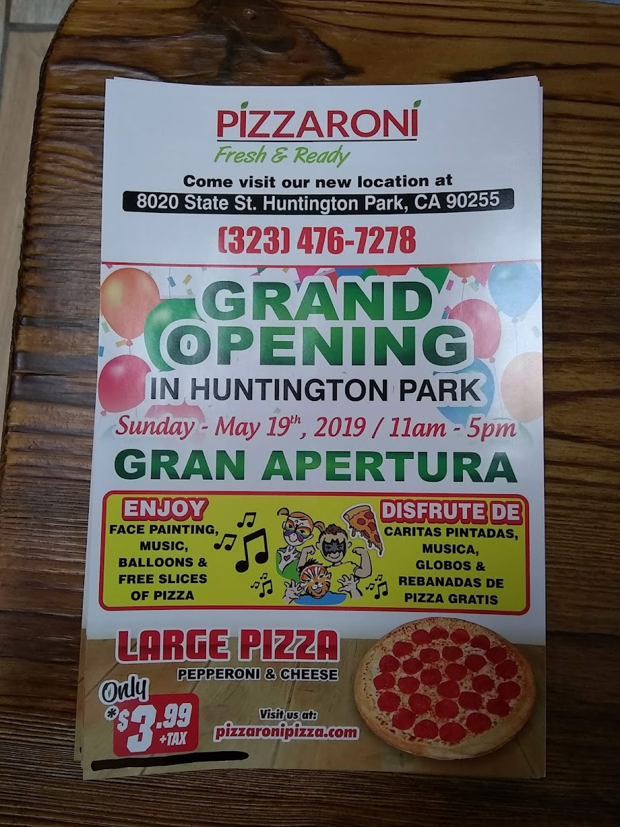 Menu Pizzaroni Pizza - Huntington Park, Ca-8