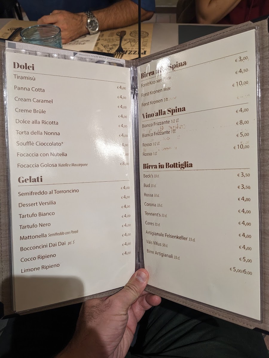 Menu Pizzeria Al Canale-5