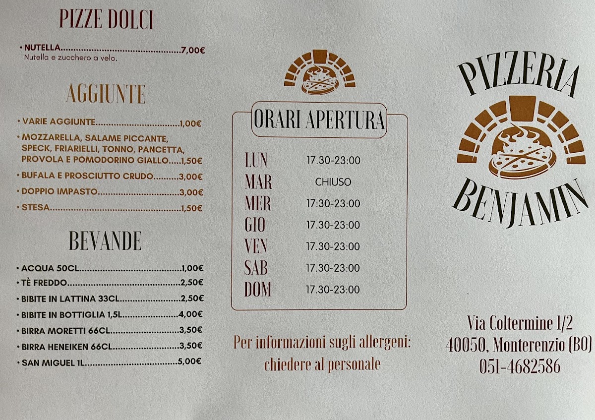 Menu Pizzeria Benjamin-1
