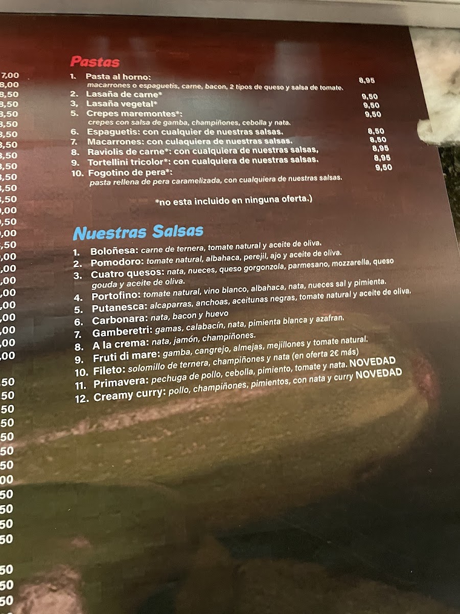 Menu Pizzería Calabreza En La Isleta - Las Palmas-1
