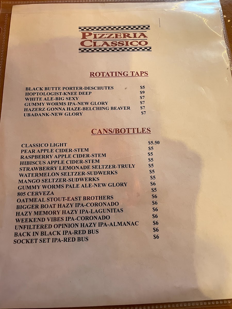 Menu Pizzeria Classico-1