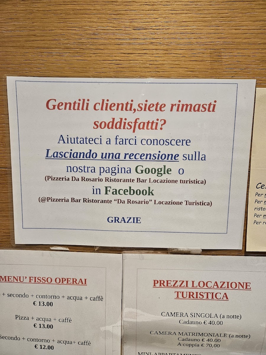 Menu Pizzeria Da Rosario Ristorante Bar Locazione Turistica-9