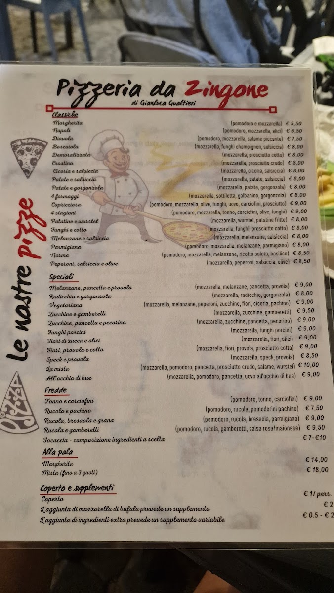 Menu Pizzeria Da Zingone Di Gualtieri Gianluca-1