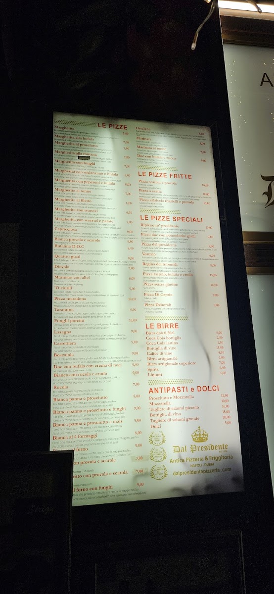 Menu Pizzeria Dal Presidente - Sede Storica-10
