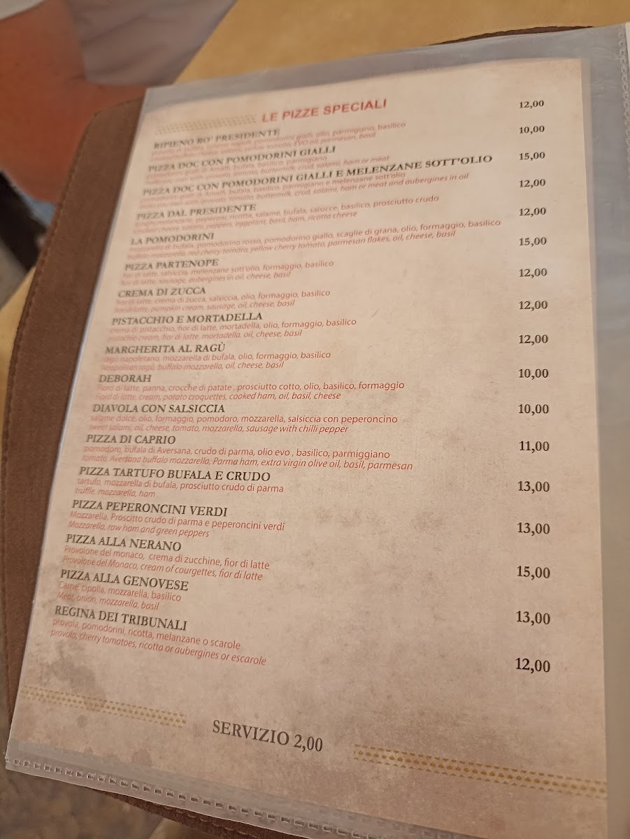Menu Pizzeria Dal Presidente - Sede Storica-3