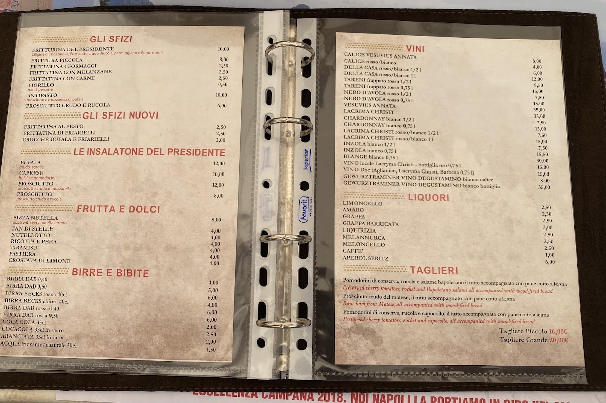 Menu Pizzeria Dal Presidente - Sede Storica-7