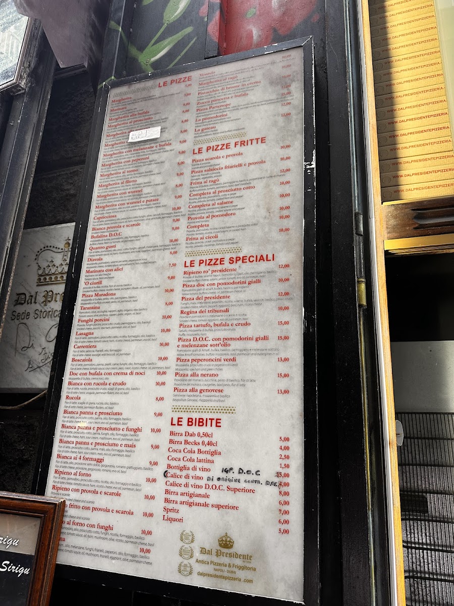 Menu Pizzeria Dal Presidente - Sede Storica-9