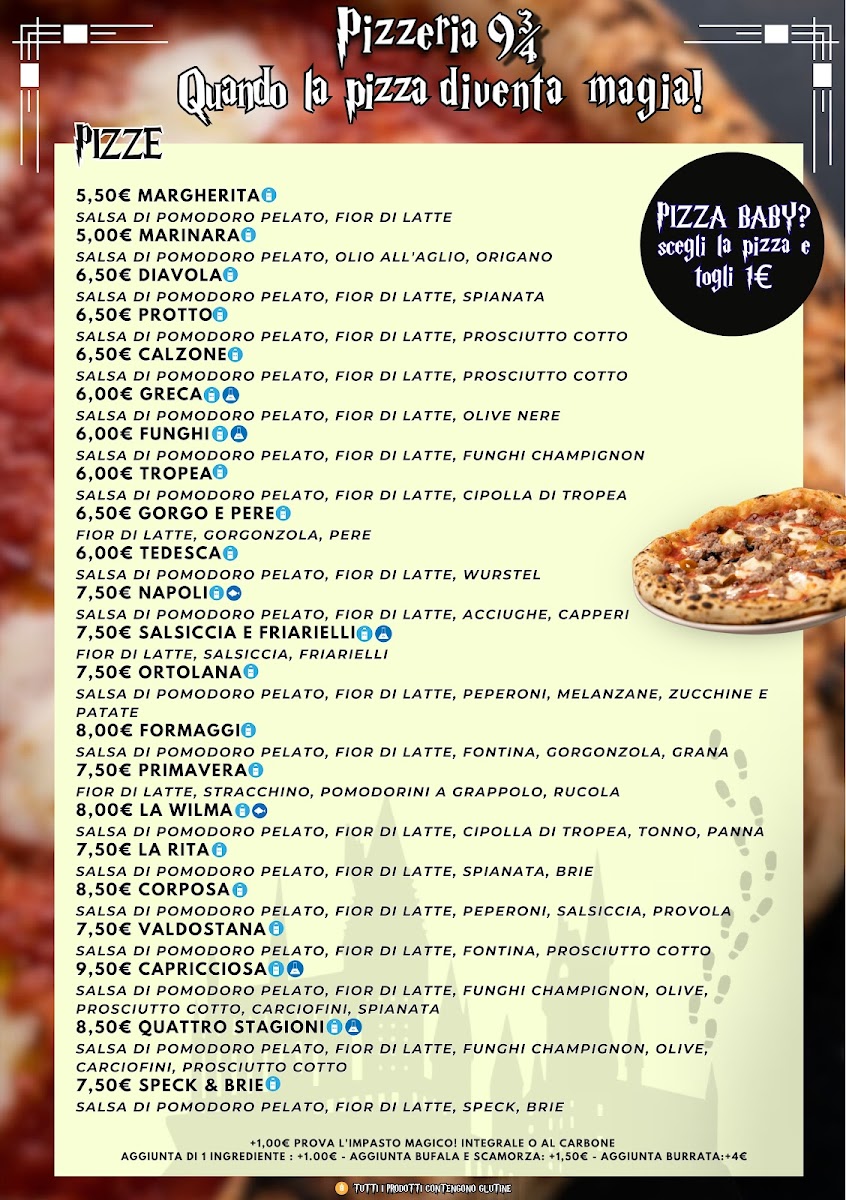 Menu Pizzeria D'asporto 9-3/4-1