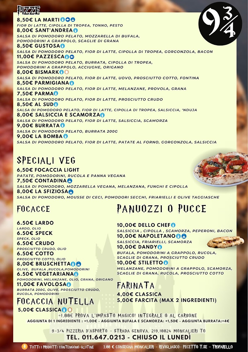 Menu Pizzeria D'asporto 9-3/4-2
