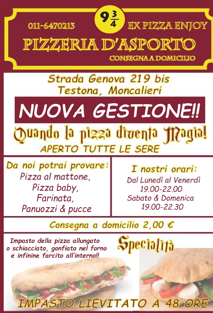 Menu Pizzeria D'asporto 9-3/4-6