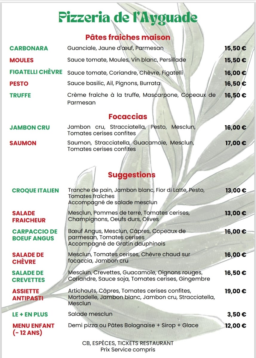Menu Pizzeria De L'ayguade-2