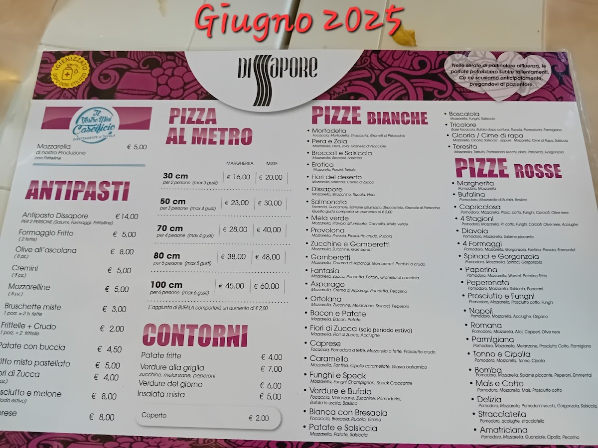 Menu Pizzeria Dissapore Tortoreto Lido-1