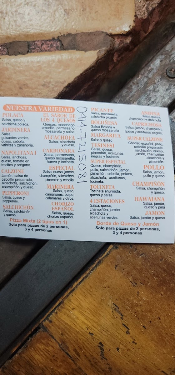 Menu Pizzería El Sabor De Los 4 Quesos Express-2