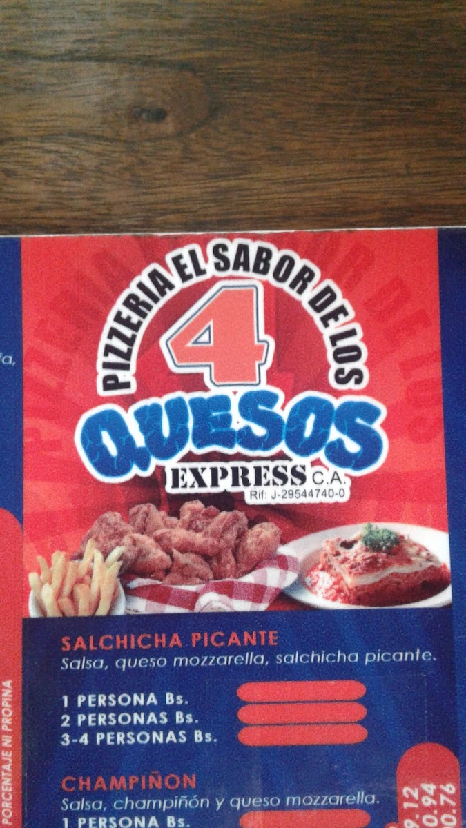 Menu Pizzería El Sabor De Los 4 Quesos Express-3