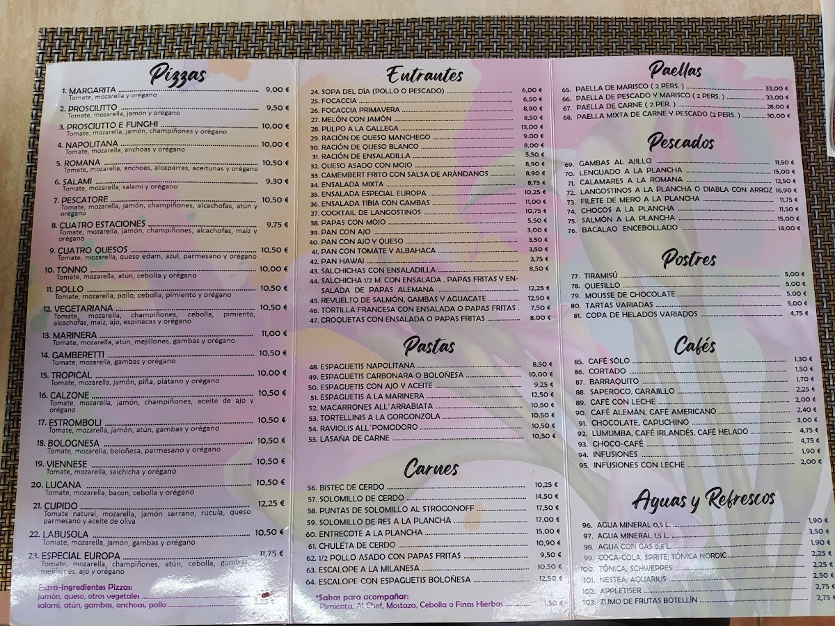 Menu Pizzeria Europa-3