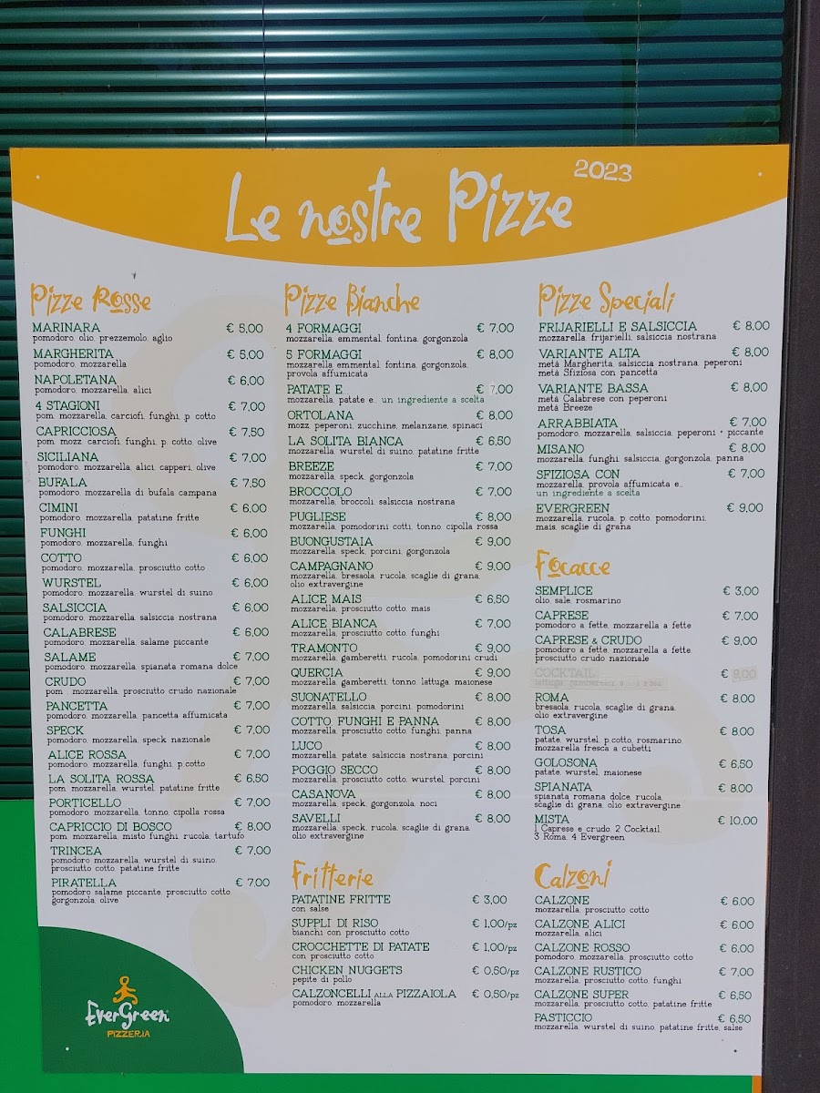 Menu Pizzeria Evergreen-1