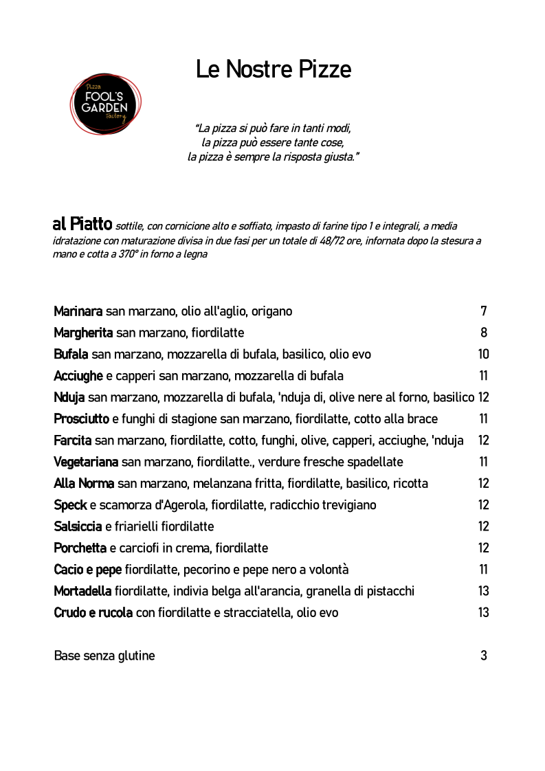 Menu Pizzeria Fool's Garden-1