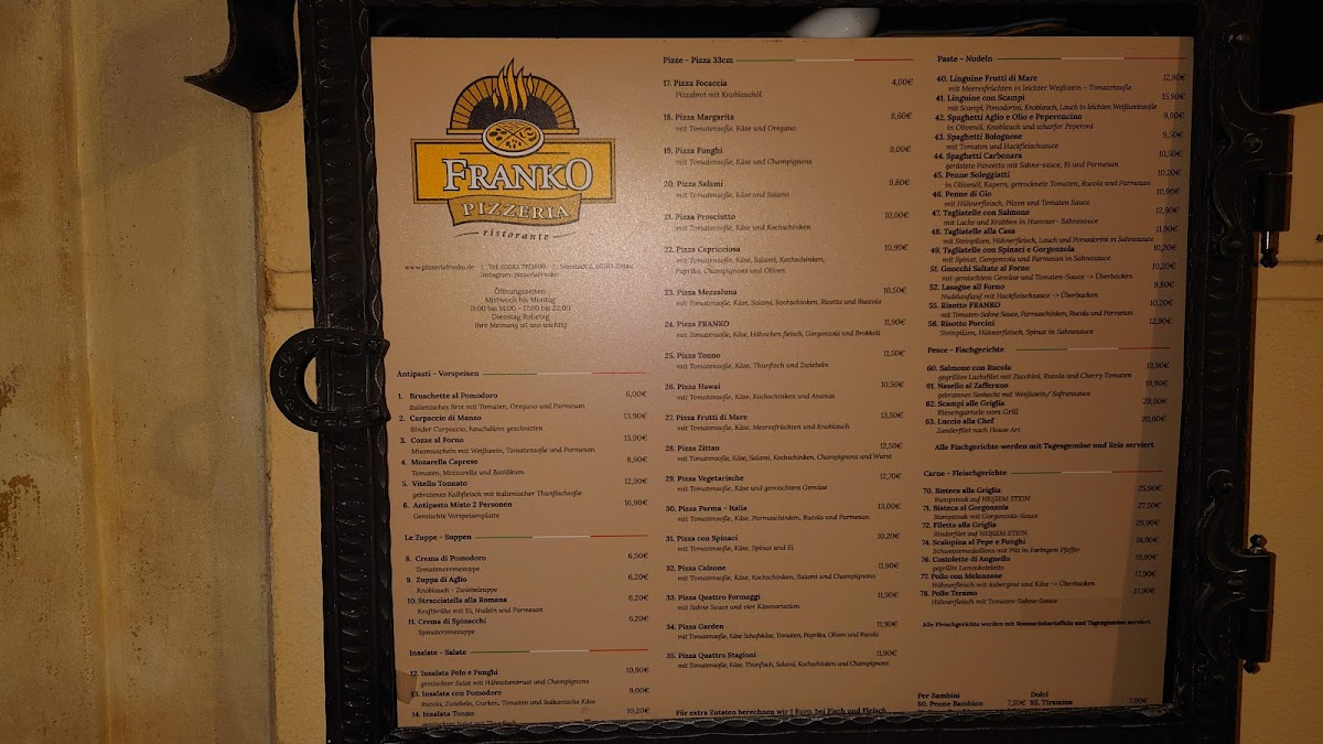 Menu Pizzeria Franko-1