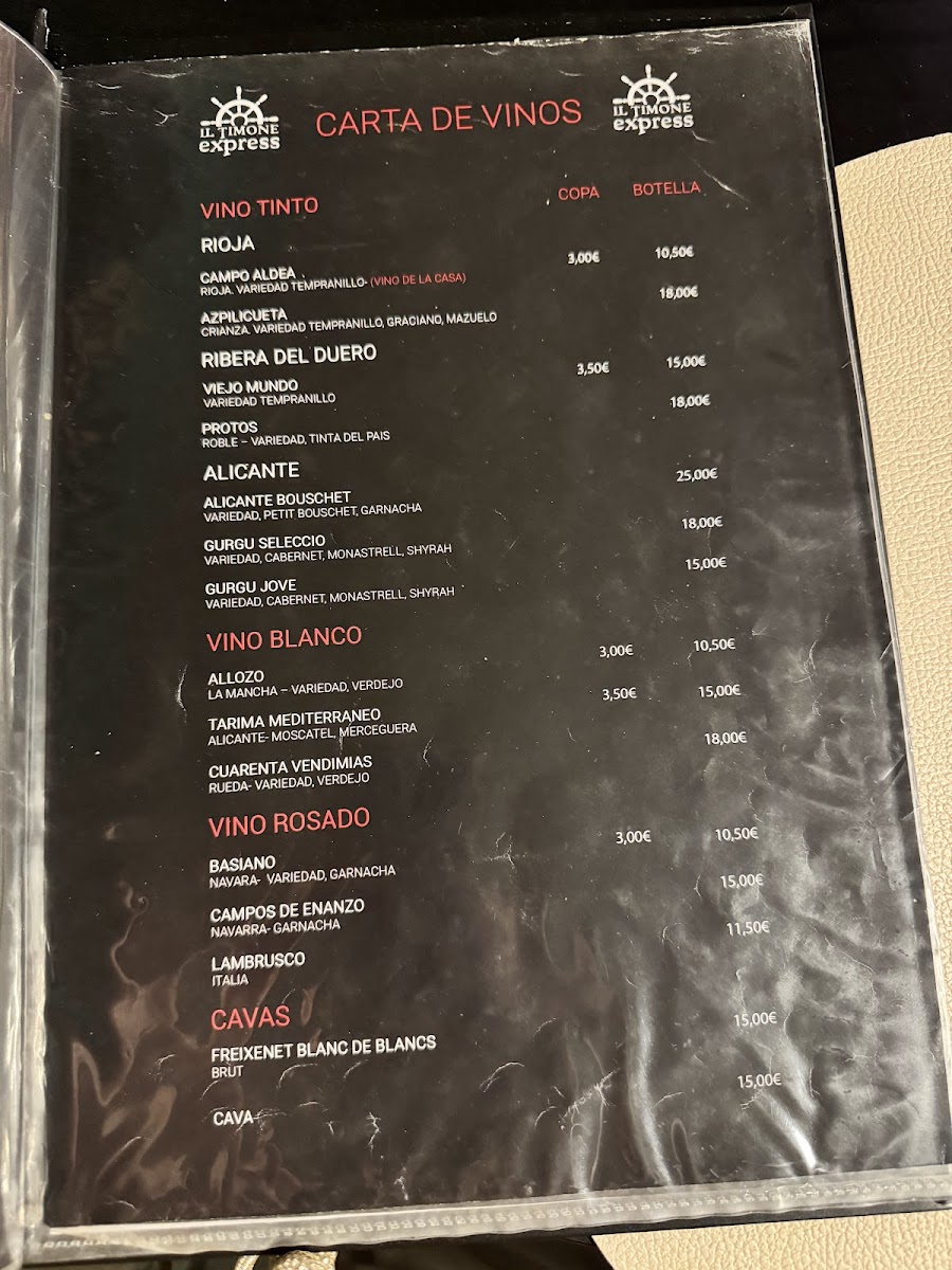 Menu Pizzería Il Timone Express-1