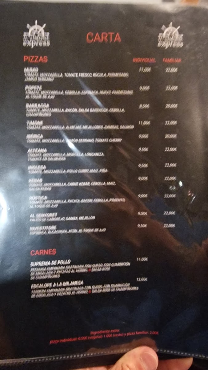 Menu Pizzería Il Timone Express-8
