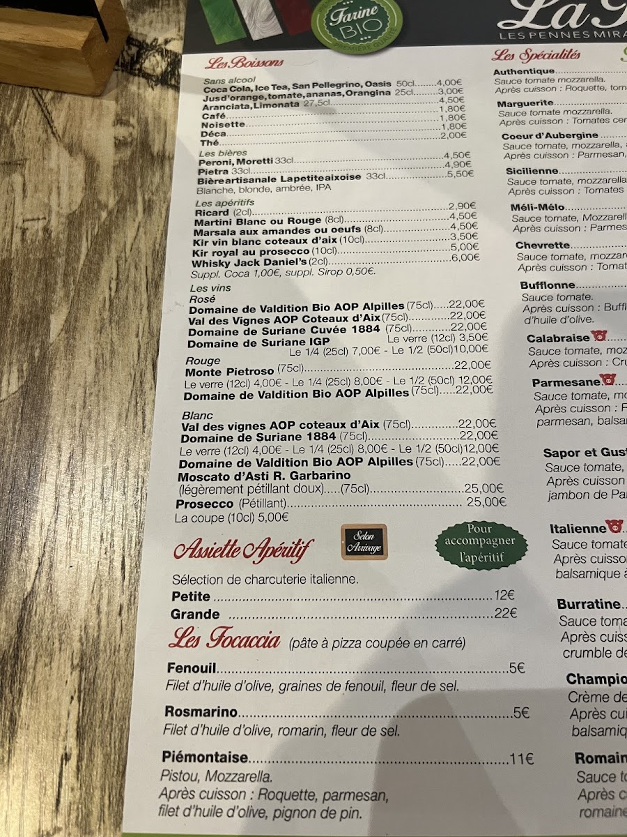 Menu Pizzeria La Baronne-1