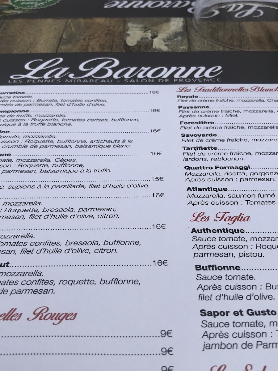 Menu Pizzeria La Baronne-10