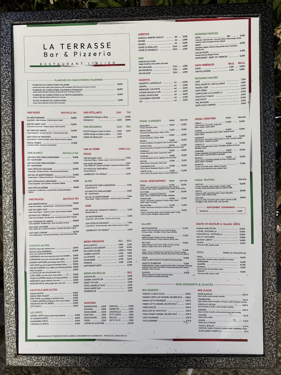 Menu Pizzeria La Terrasse-1