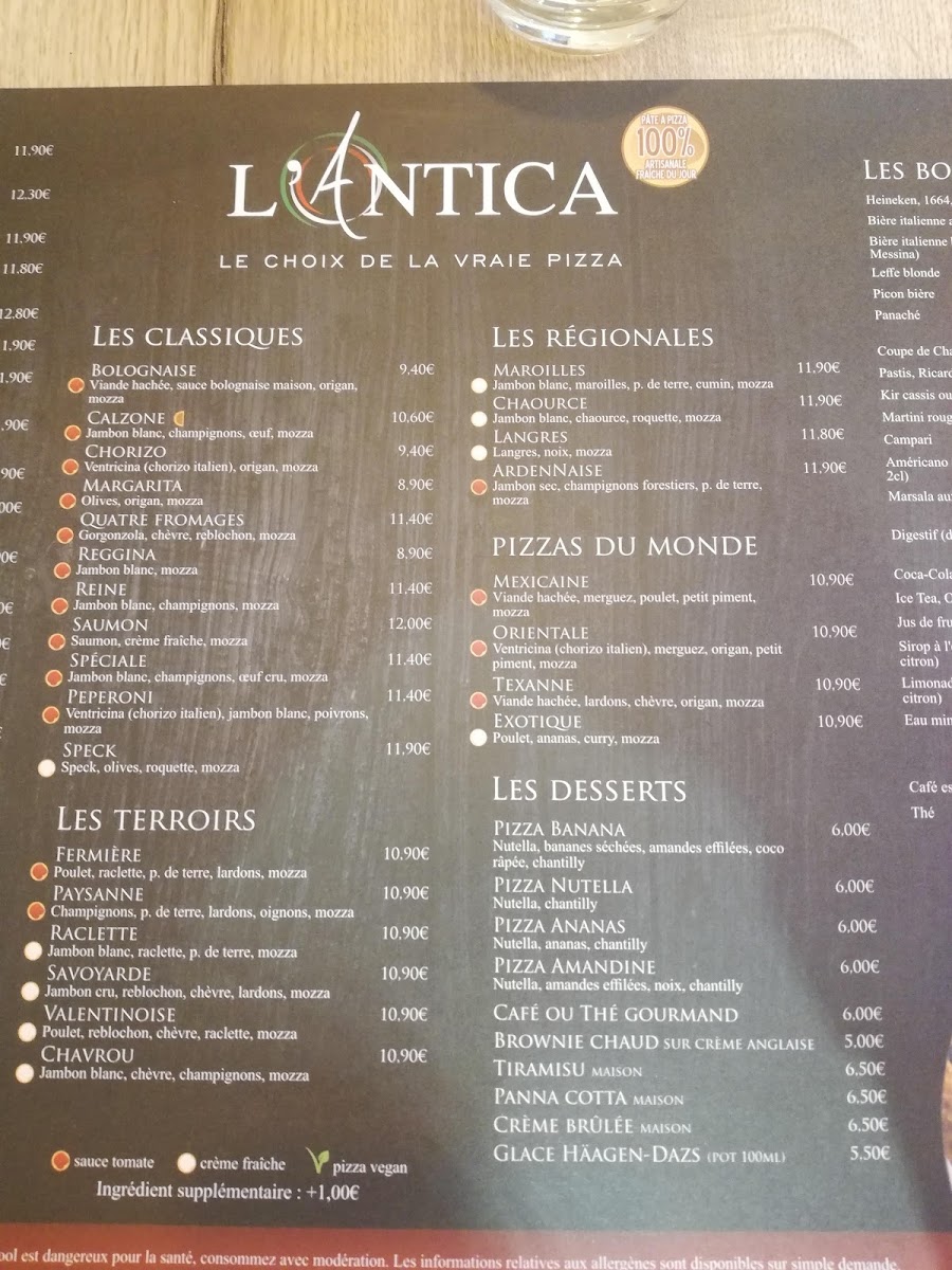 Menu Pizzeria L'antica Chanzy-8