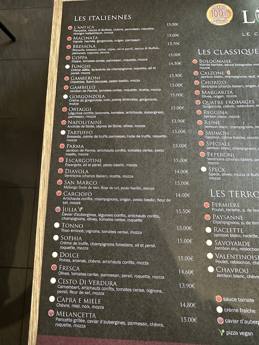 Menu Pizzeria L'antica Jaurès-1