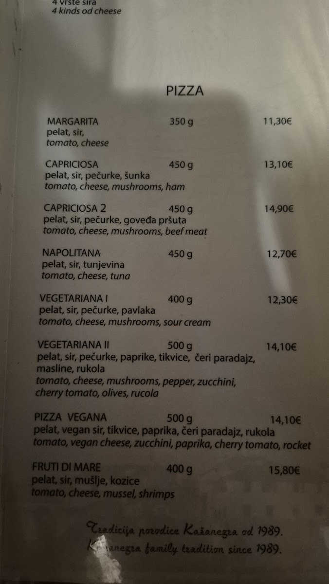 Menu Pizzeria Lav-6