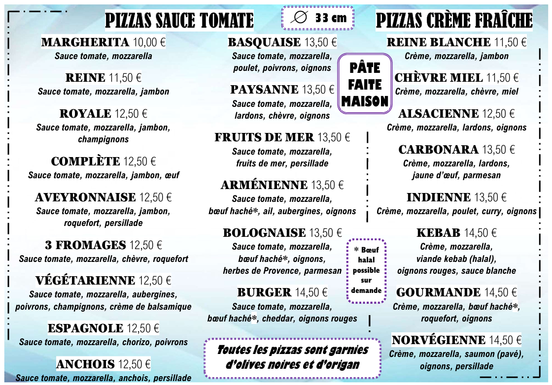 Menu Pizzeria Le Petit Croc-1