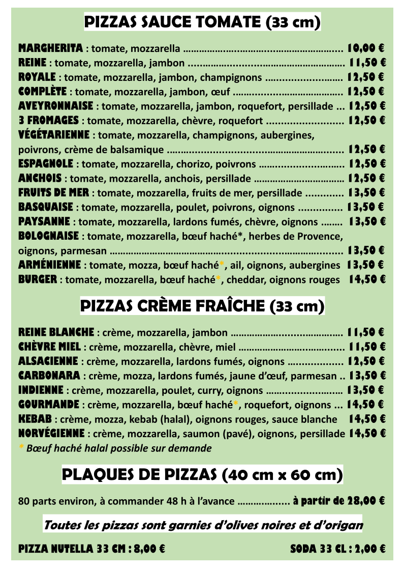 Menu Pizzeria Le Petit Croc-2