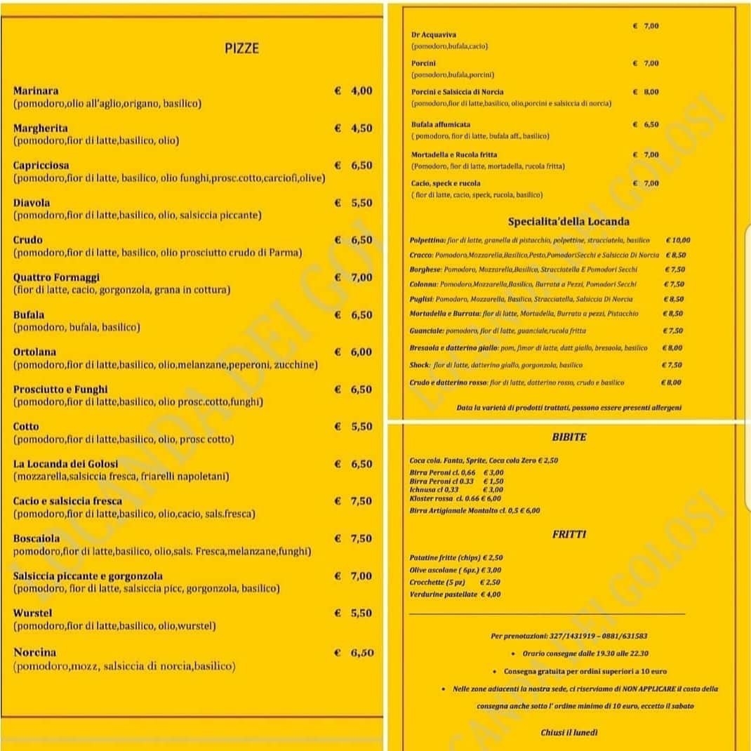 Menu Pizzeria Locanda Dei Golosi - Verace Napoletana-1