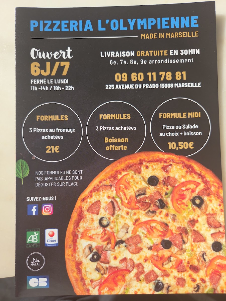Menu Pizzeria L'olympienne-1
