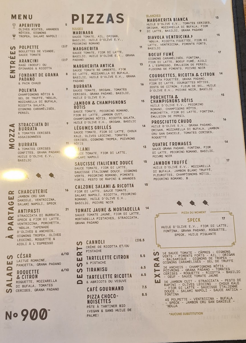 Menu Pizzeria No.900 Lyon 2 Ainay-1