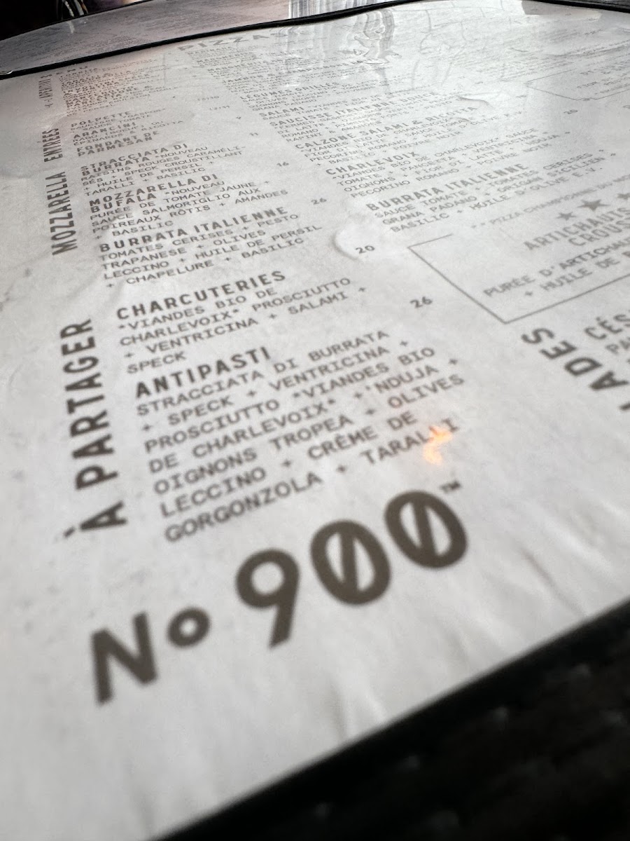 Menu Pizzeria No.900 Lyon 2 Ainay-5
