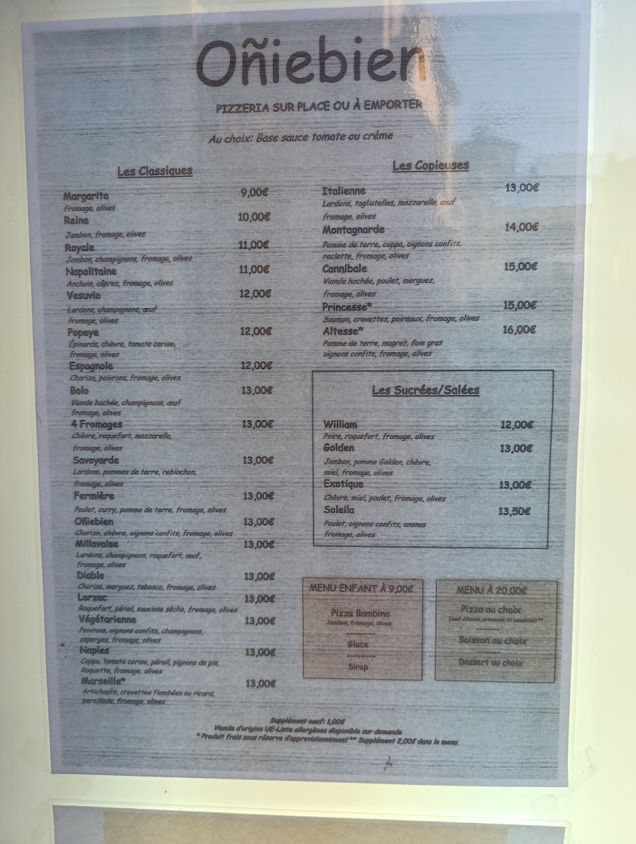 Menu Pizzeria Oňiebien-1