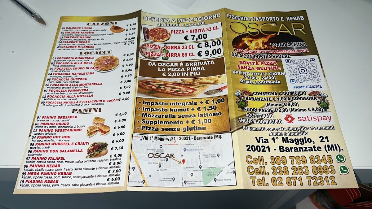 Menu Pizzeria Oscar Baranzate-1