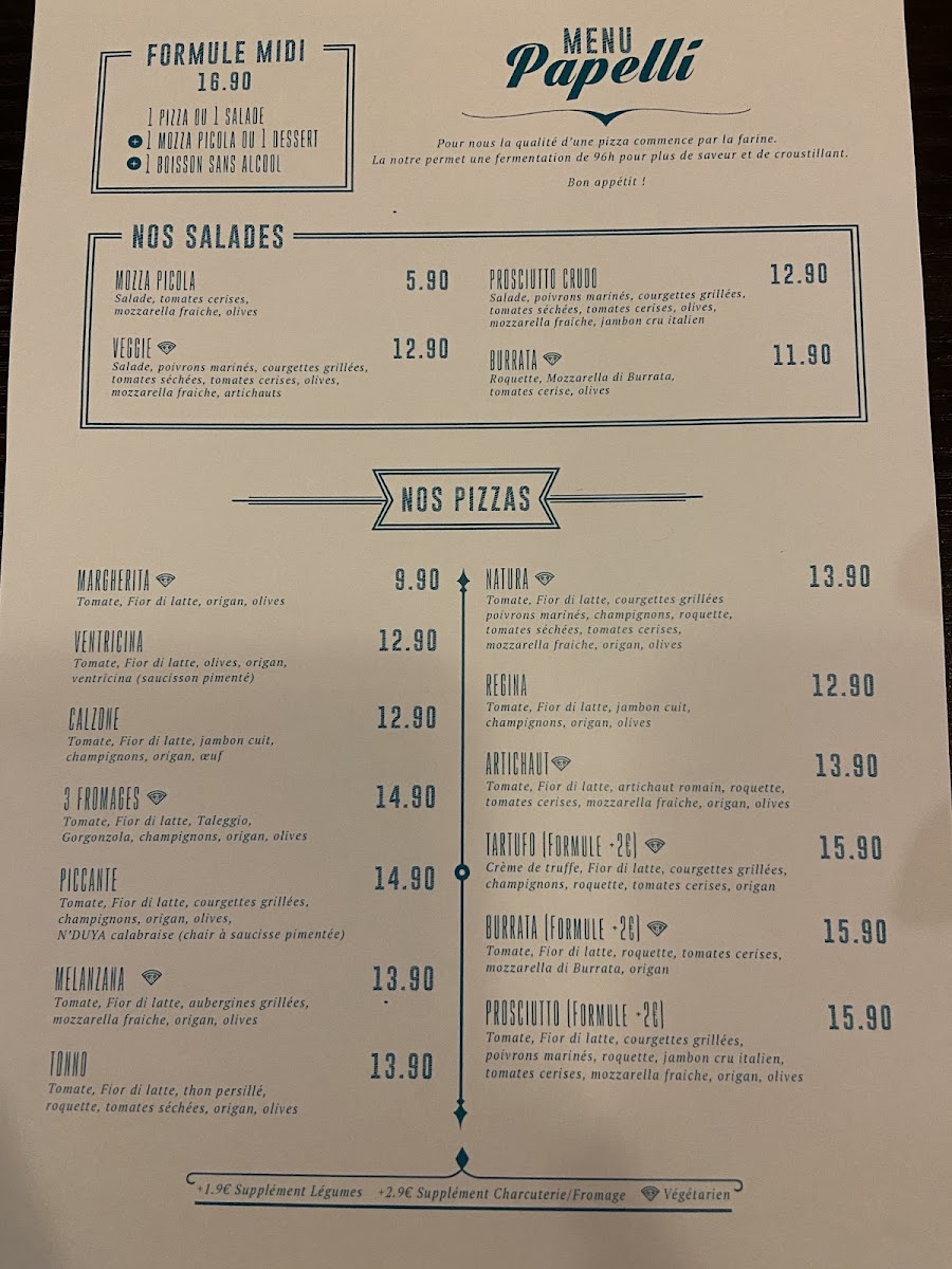 Menu Pizzeria Papelini - Faubourg Saint Martin-2