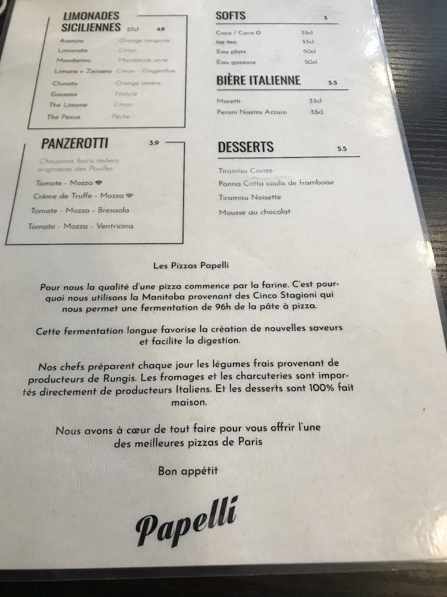 Menu Pizzeria Papelini - Faubourg Saint Martin-5