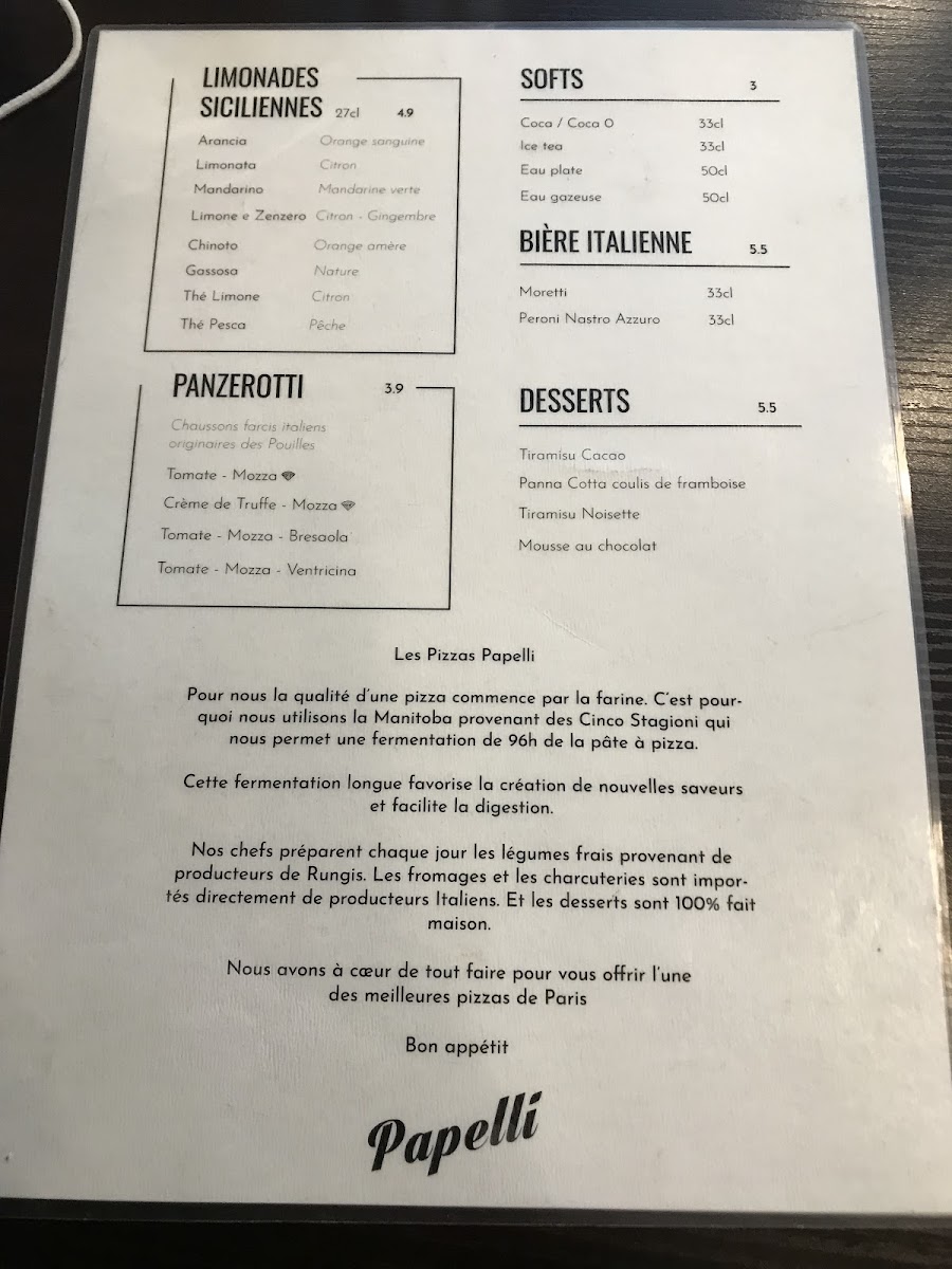 Menu Pizzeria Papelini - Faubourg Saint Martin-6