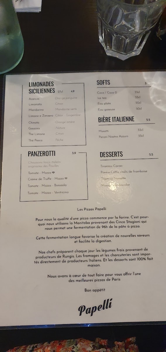Menu Pizzeria Papelini - Faubourg Saint Martin-7