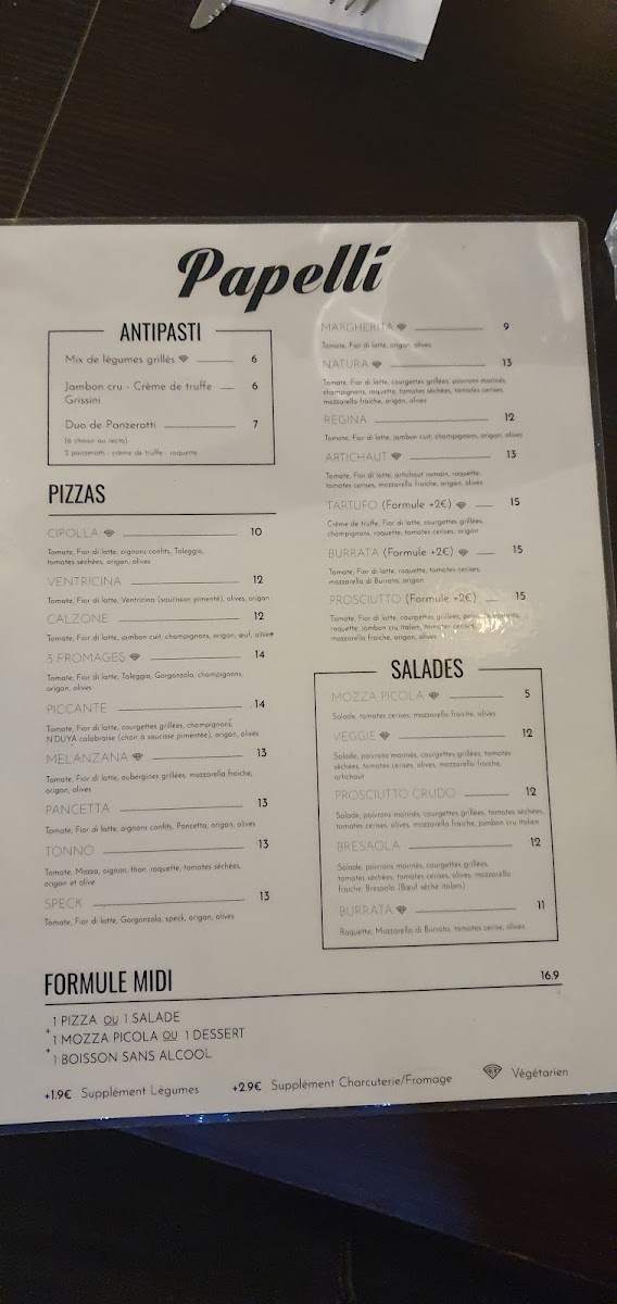 Menu Pizzeria Papelini - Faubourg Saint Martin-8