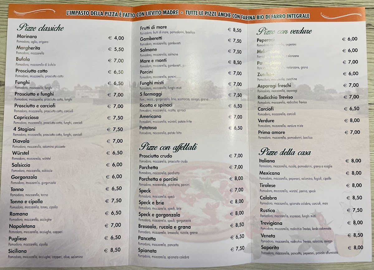 Menu Pizzeria Primo Amore A San Vendemiano-2
