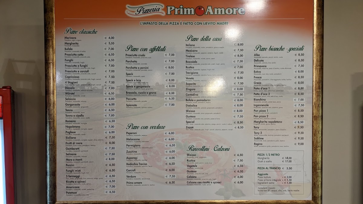 Menu Pizzeria Primo Amore A San Vendemiano-7