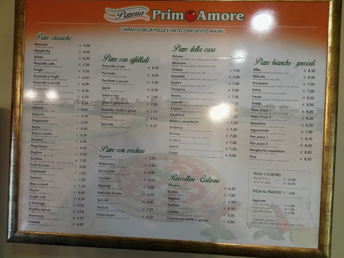 Menu Pizzeria Primo Amore A San Vendemiano-9