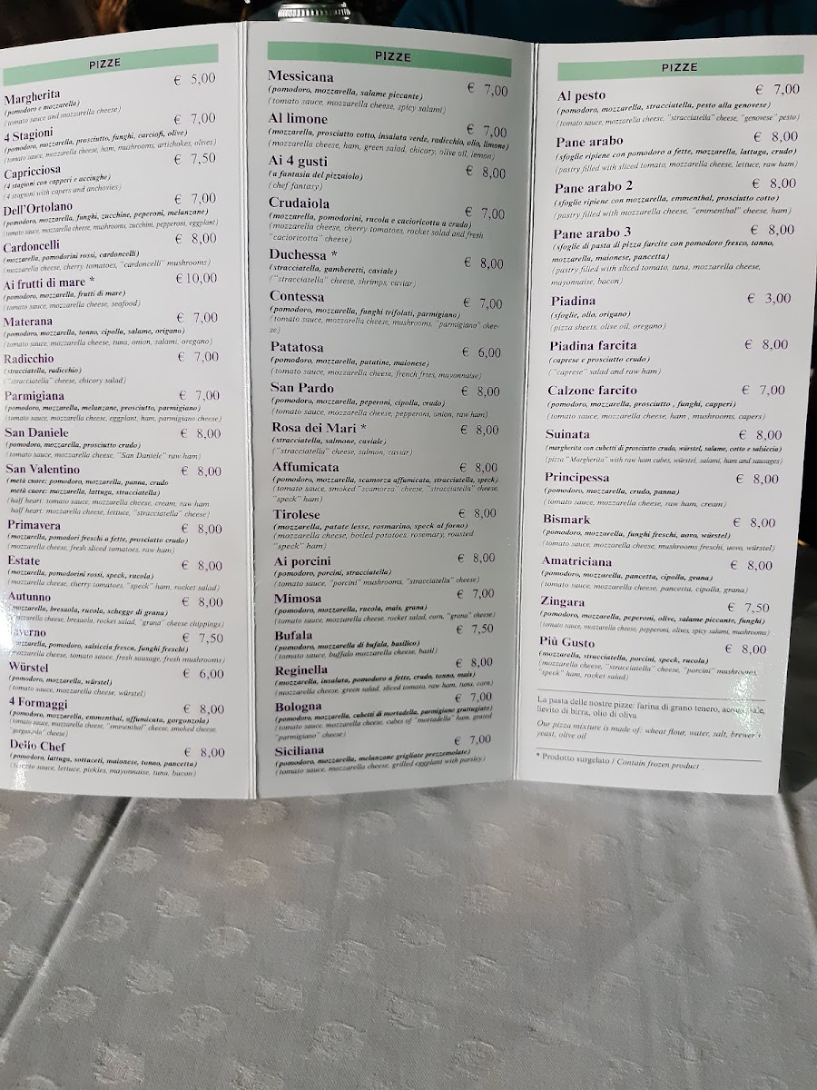 Menu Pizzeria Ristorante Il Giardino Di Pan-1