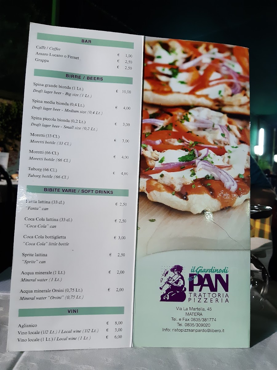 Menu Pizzeria Ristorante Il Giardino Di Pan-2