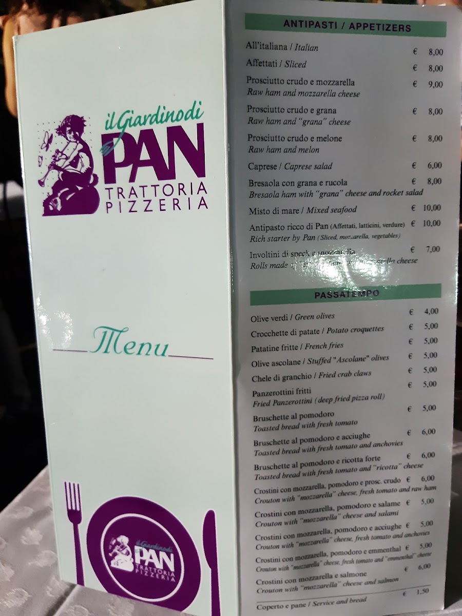 Menu Pizzeria Ristorante Il Giardino Di Pan-3