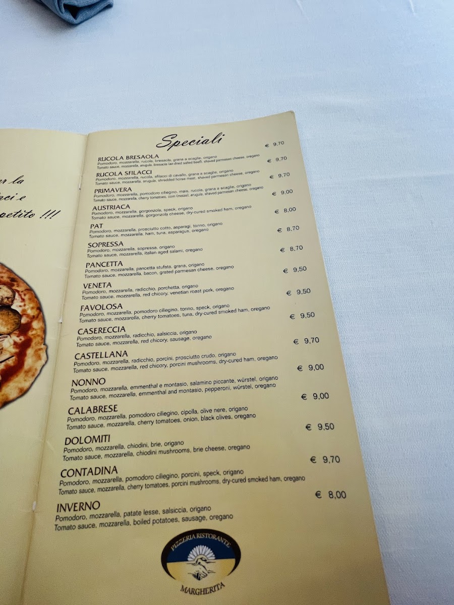 Menu Pizzeria Ristorante Margherita Vittorio Veneto-1